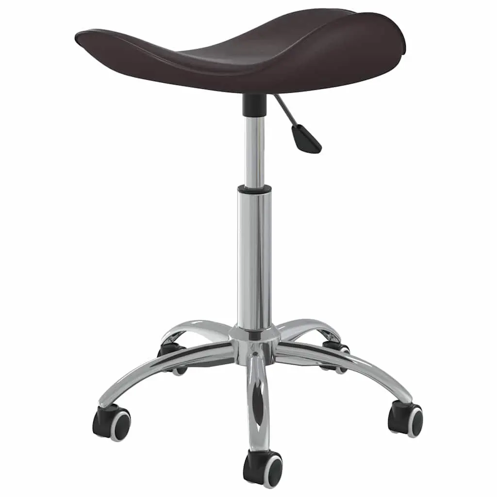 Height Adjustable Stool for Salon Spa Use Brown Faux Leather Swivel Chair with Wheels