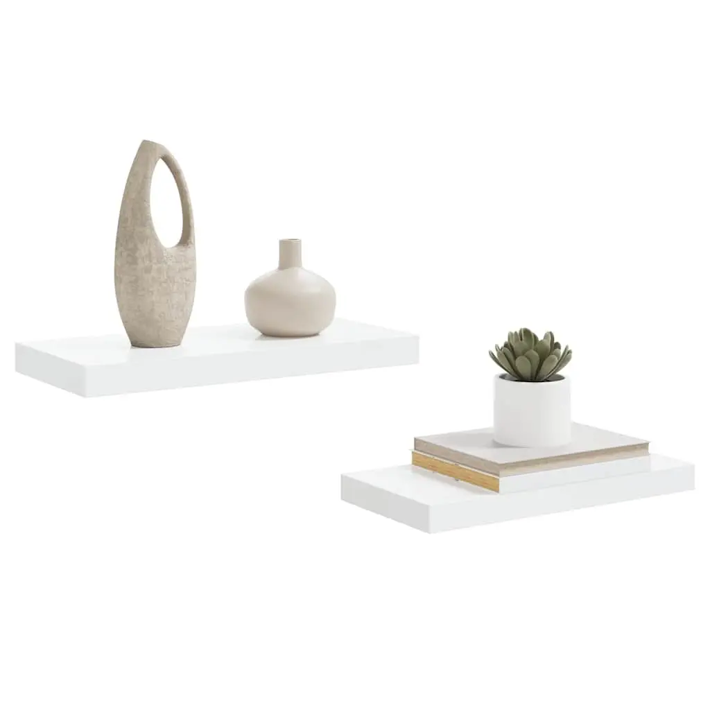 Floating Wall Shelves Home Decor Storage High Gloss White 50 x 23.5 x 3.8 cm 2 Piece