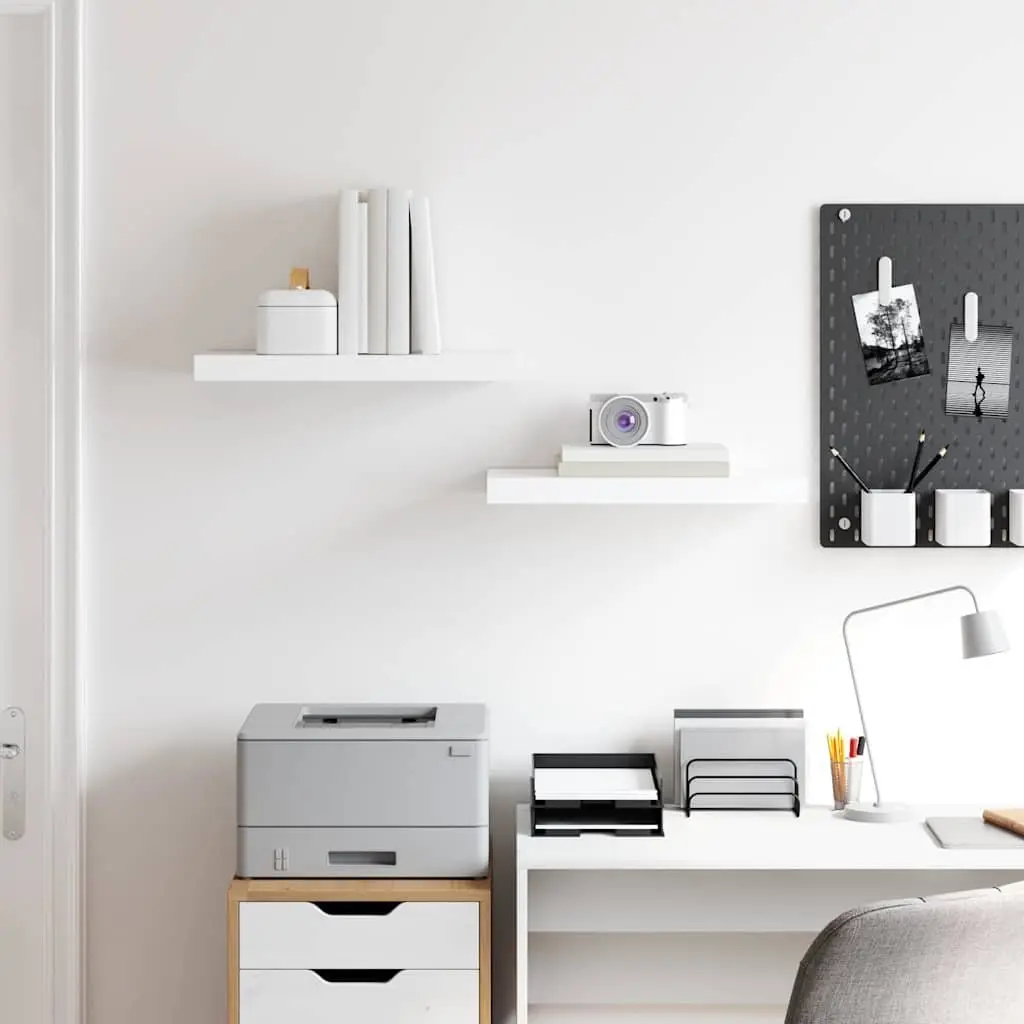 Floating Wall Shelves Home Decor Storage High Gloss White 50 x 23.5 x 3.8 cm 2 Piece