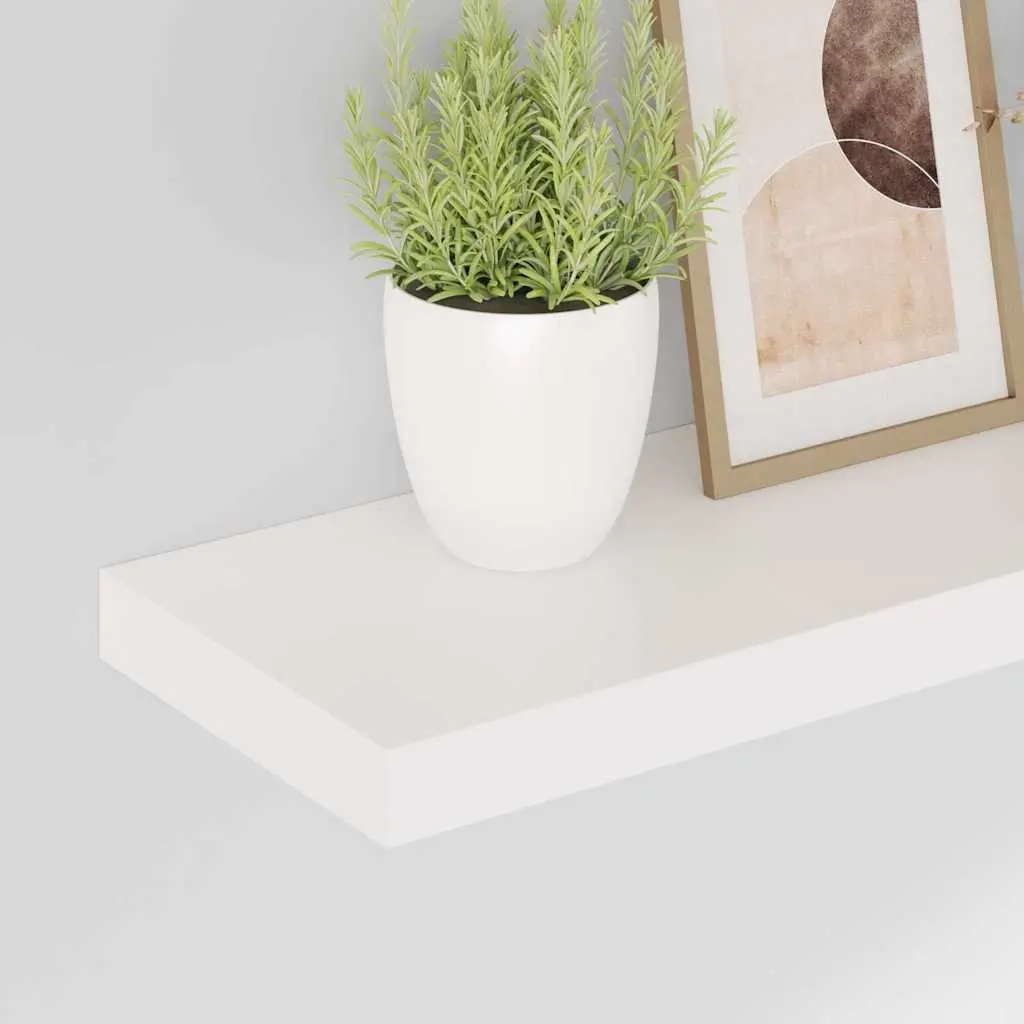 Floating Wall Shelves Home Decor Storage High Gloss White 50 x 23.5 x 3.8 cm 2 Piece
