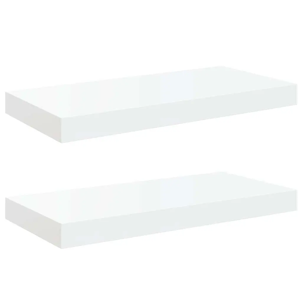 Floating Wall Shelves Home Decor Storage High Gloss White 50 x 23.5 x 3.8 cm 2 Piece
