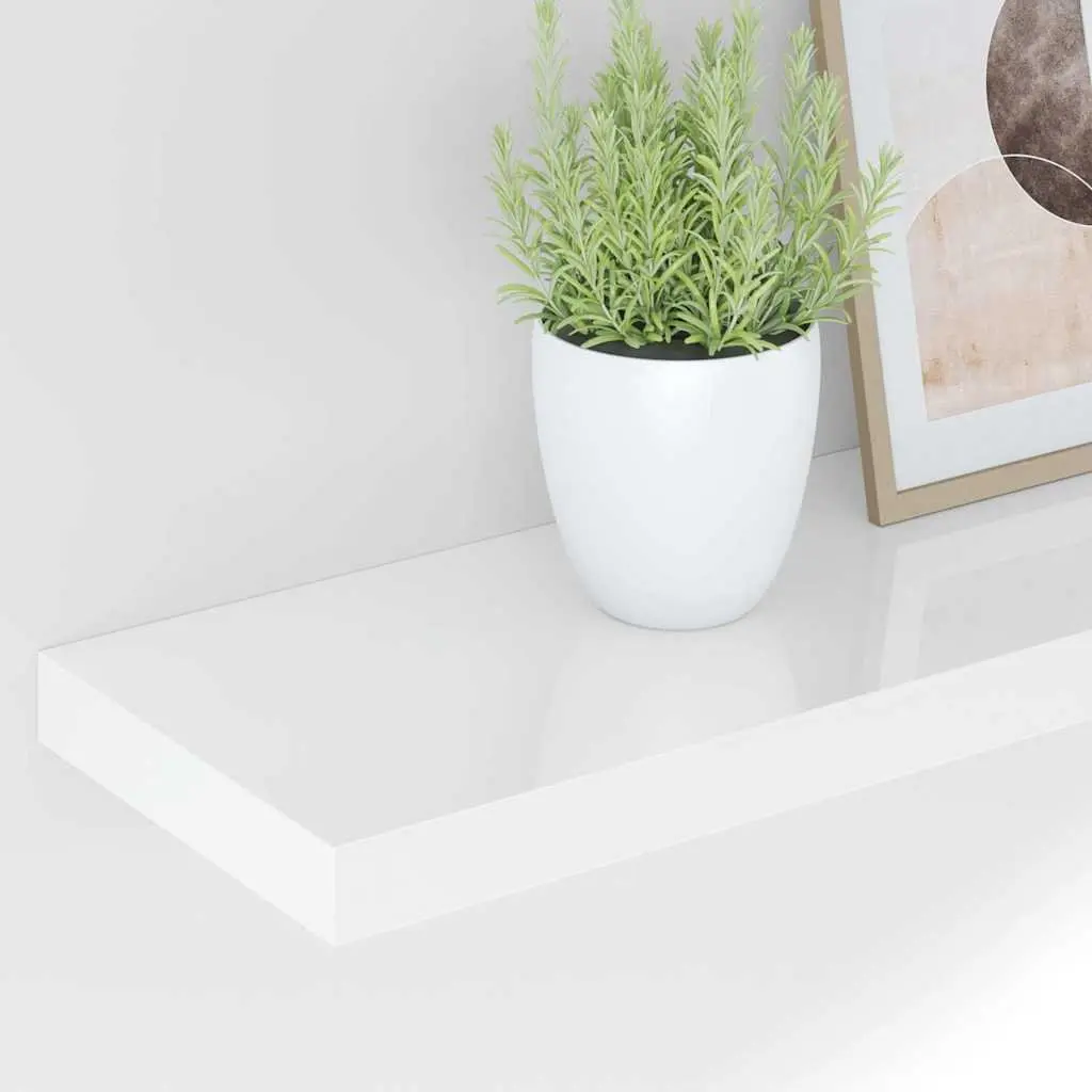 Floating Wall Shelf White High Gloss Display Ledge Storage Organizer Home Decor