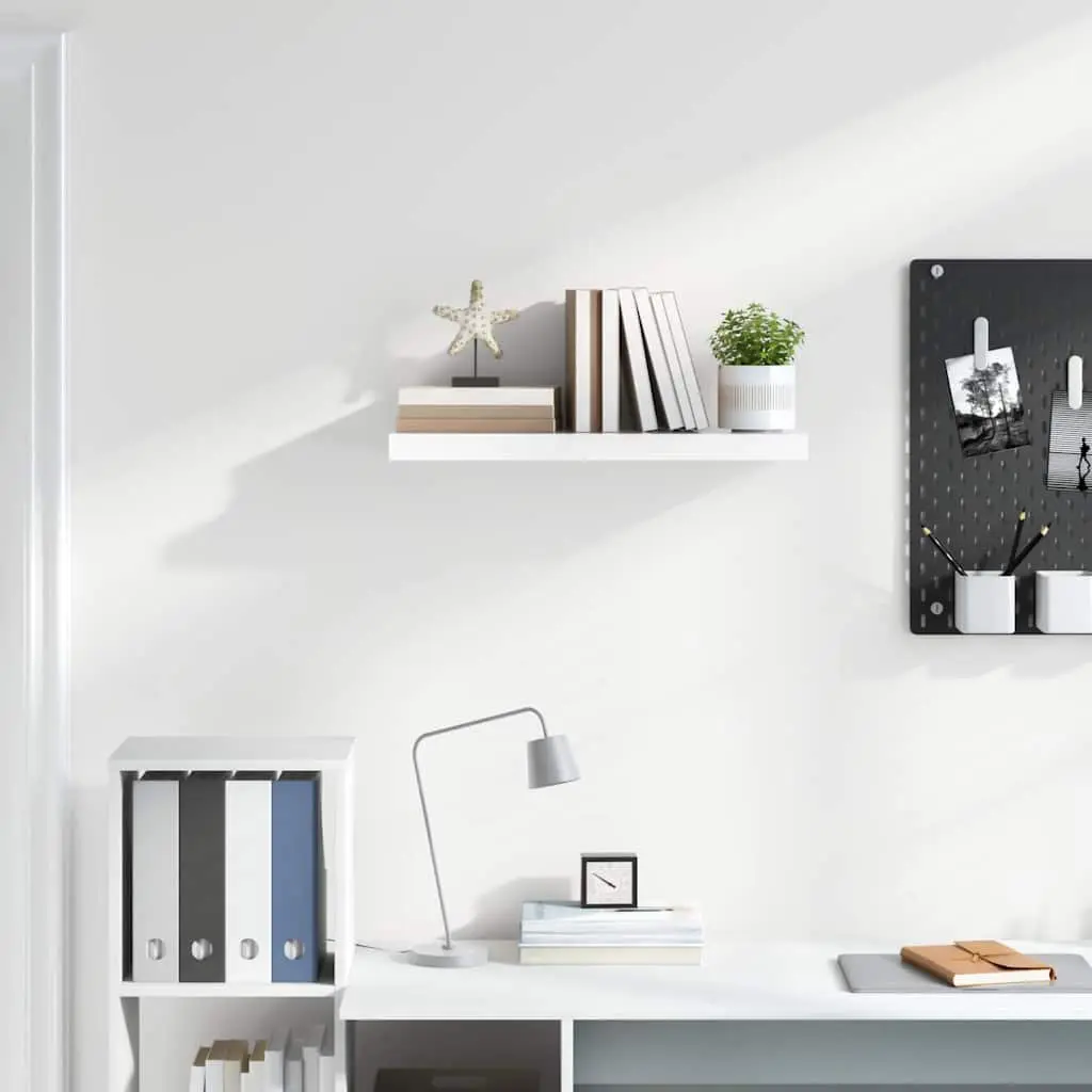 Floating Wall Shelf White High Gloss Display Ledge Storage Organizer Home Decor