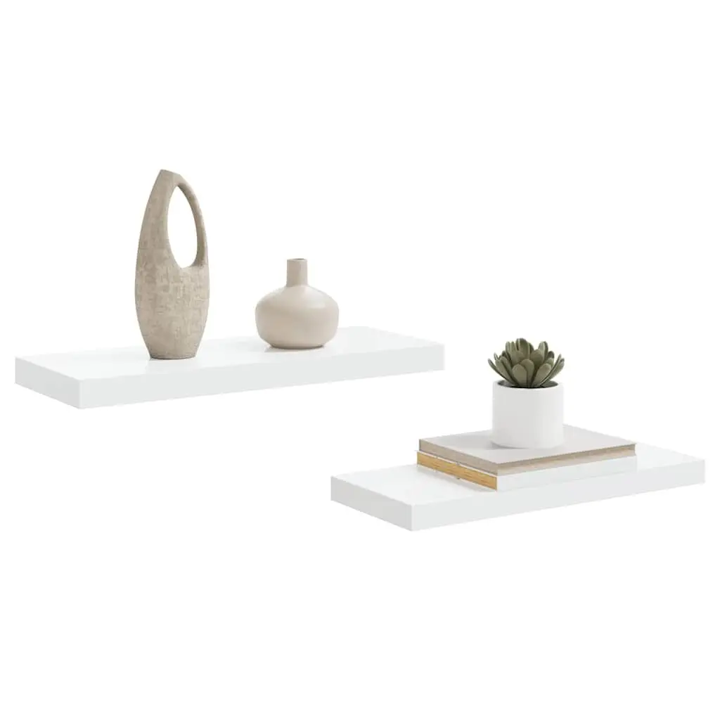 Floating Wall Shelves for Home Decor 60 x 23.5 x 3.8 cm High Gloss White 2 Piece