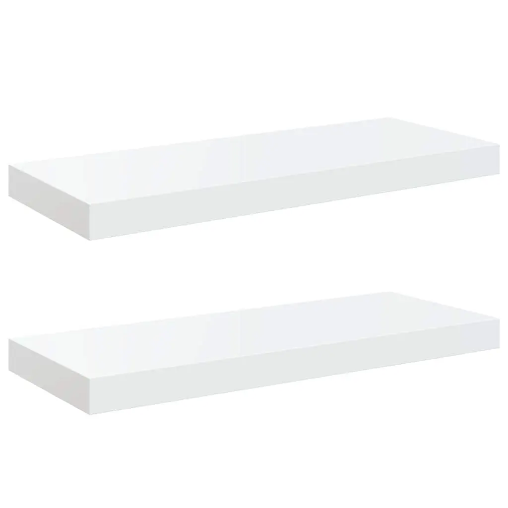 Floating Wall Shelves for Home Decor 60 x 23.5 x 3.8 cm High Gloss White 2 Piece