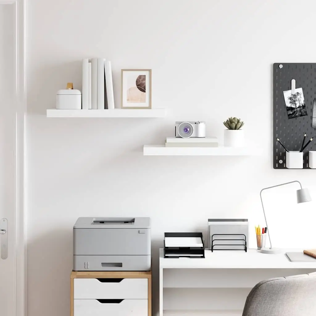 Floating Wall Shelves for Home Decor 60 x 23.5 x 3.8 cm High Gloss White 2 Piece