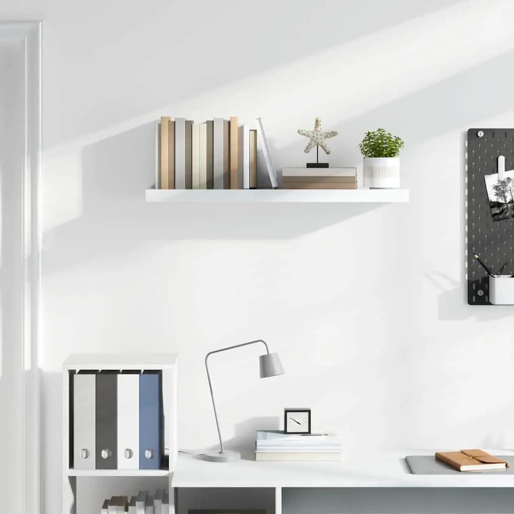 Wall Shelf High Gloss White Floating Display Ledge MDF Home Storage Organiser