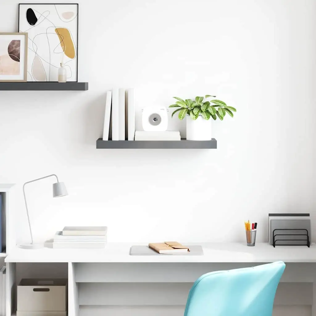 Wall Shelf Floating Display Grey Honeycomb MDF Metal Frame Home Decor Storage 60 x 23.5 x 3.8 cm