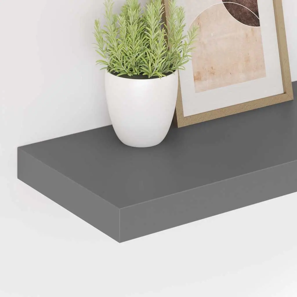 Wall Shelf Floating Display Grey Honeycomb MDF Metal Frame Home Decor Storage 60 x 23.5 x 3.8 cm
