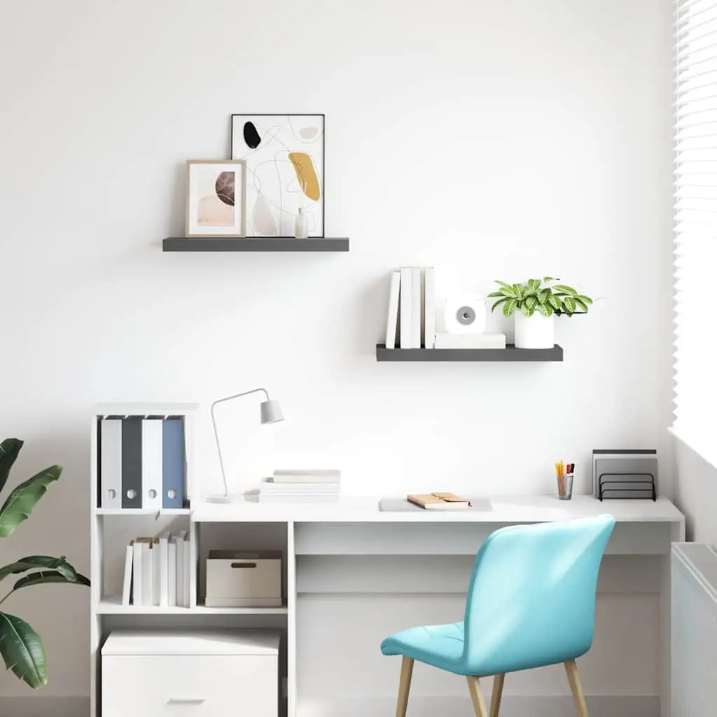 Floating Wall Shelves 2 pcs Grey Display Shelf Home Storage Decor 60x23.5x3.8cm