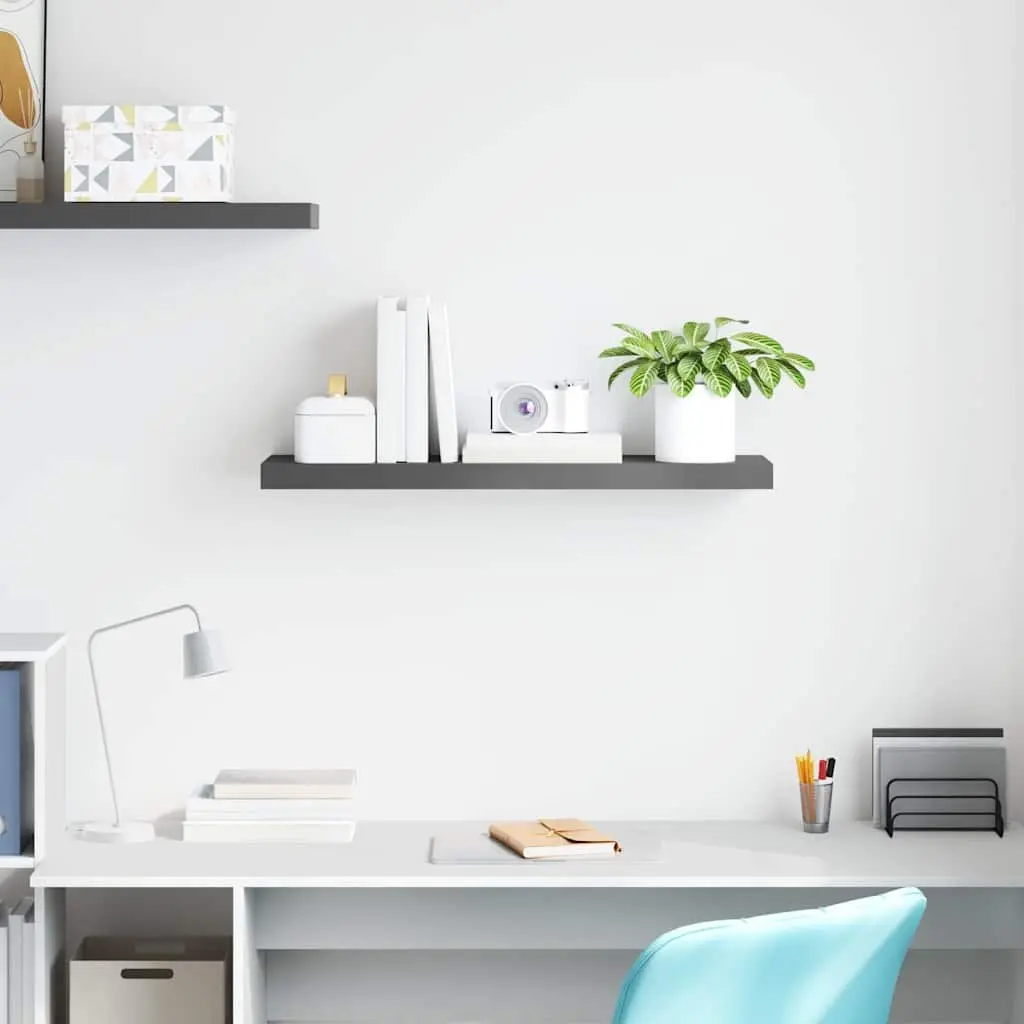 Floating Wall Shelf Home Decor Grey High Gloss MDF Honeycomb Frame 80 x 23.5 x 3.8 cm
