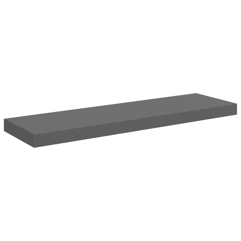 Floating Wall Shelf Home Decor Grey High Gloss MDF Honeycomb Frame 80 x 23.5 x 3.8 cm