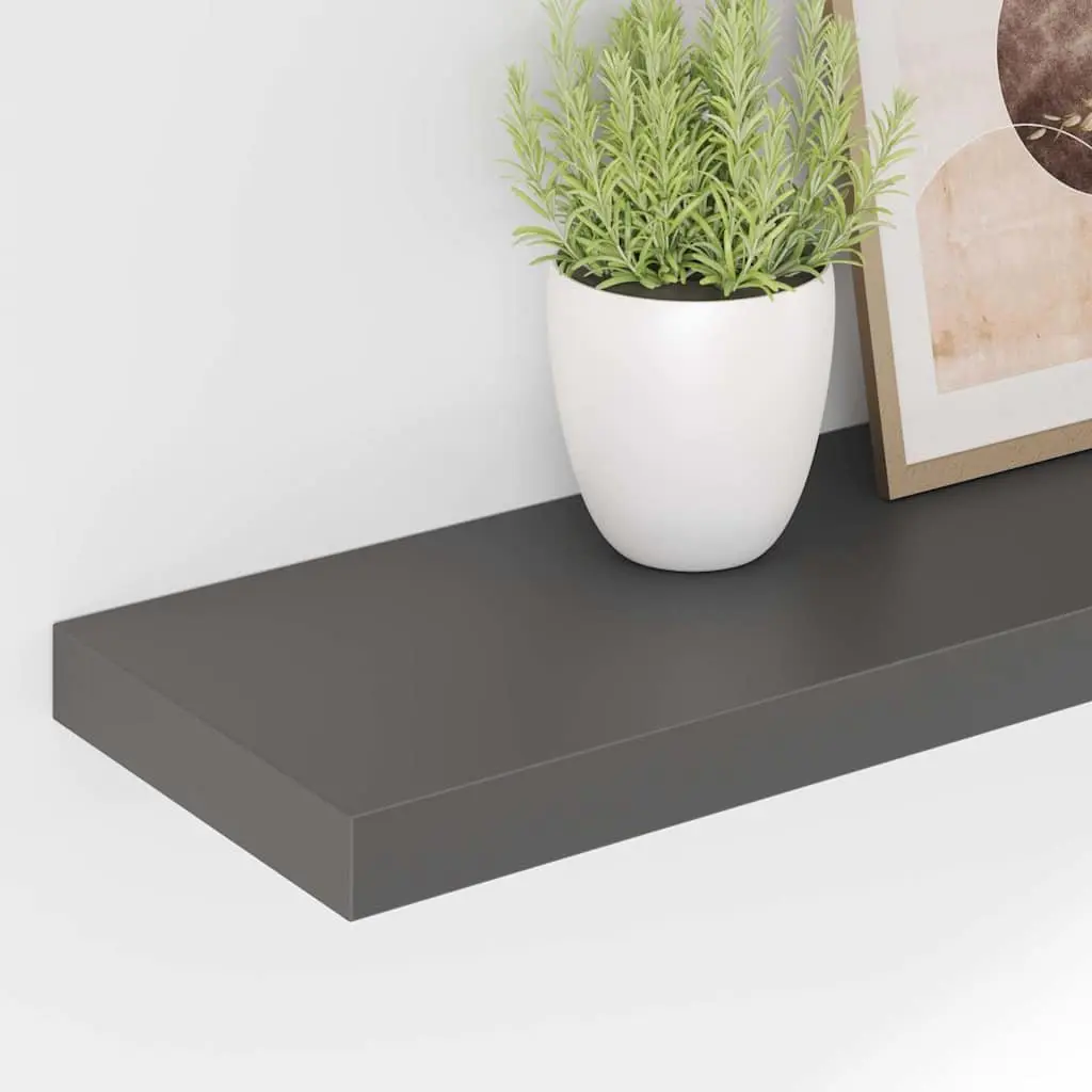 Floating Wall Shelves 2 pcs High Gloss Grey Display Shelf Storage Home Decor