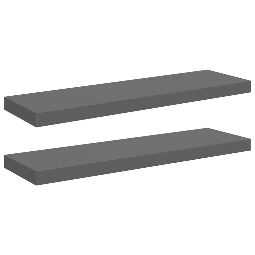 Floating Wall Shelves 2 pcs High Gloss Grey Display Shelf Storage Home Decor