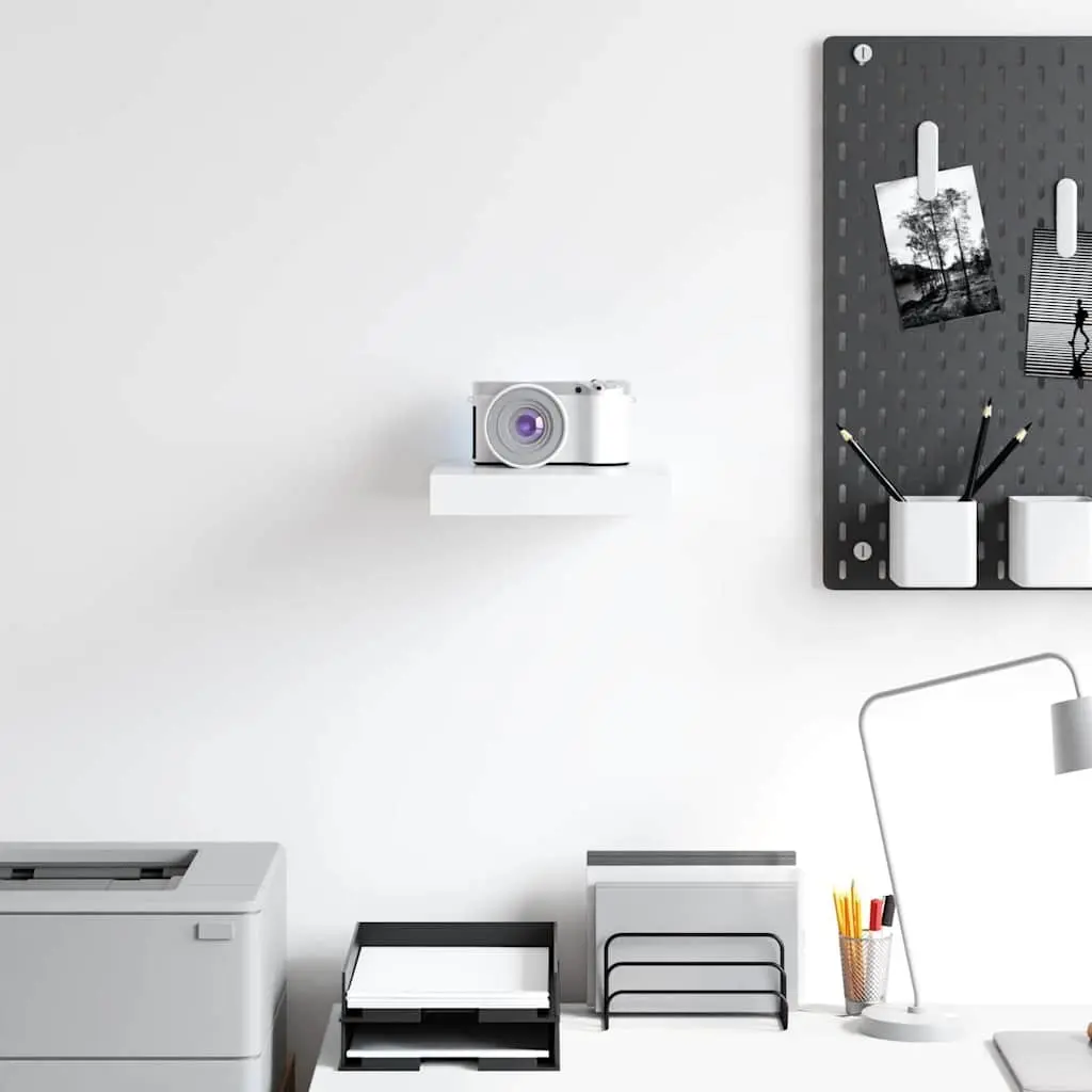 White Floating Wall Shelf Display Ledge Invisible Mount MDF Honeycomb Frame
