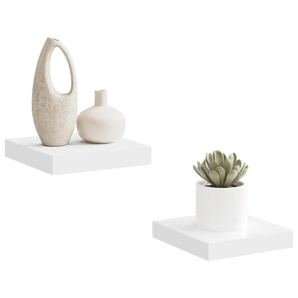 Floating Wall Shelves Home Storage Organiser 2 Piece White Display Rack