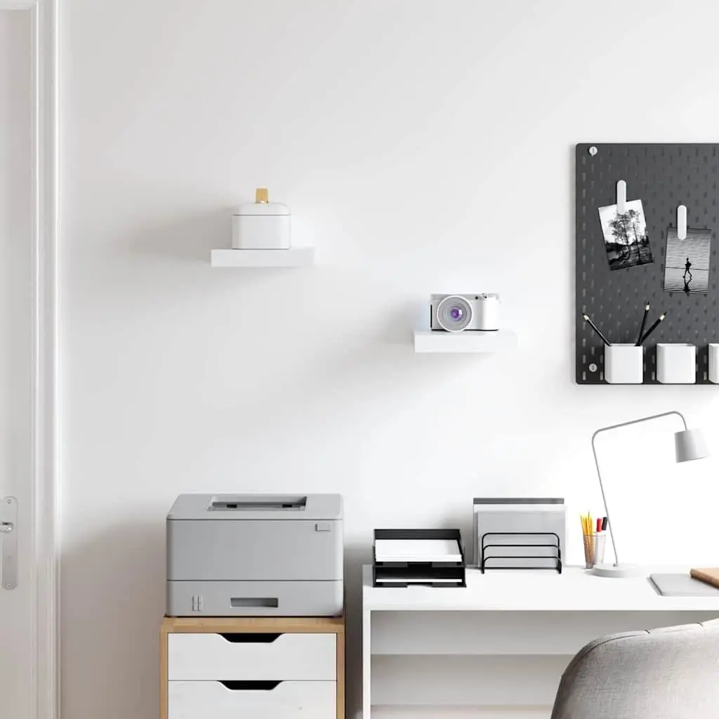 Floating Wall Shelves Home Storage Organiser 2 Piece White Display Rack