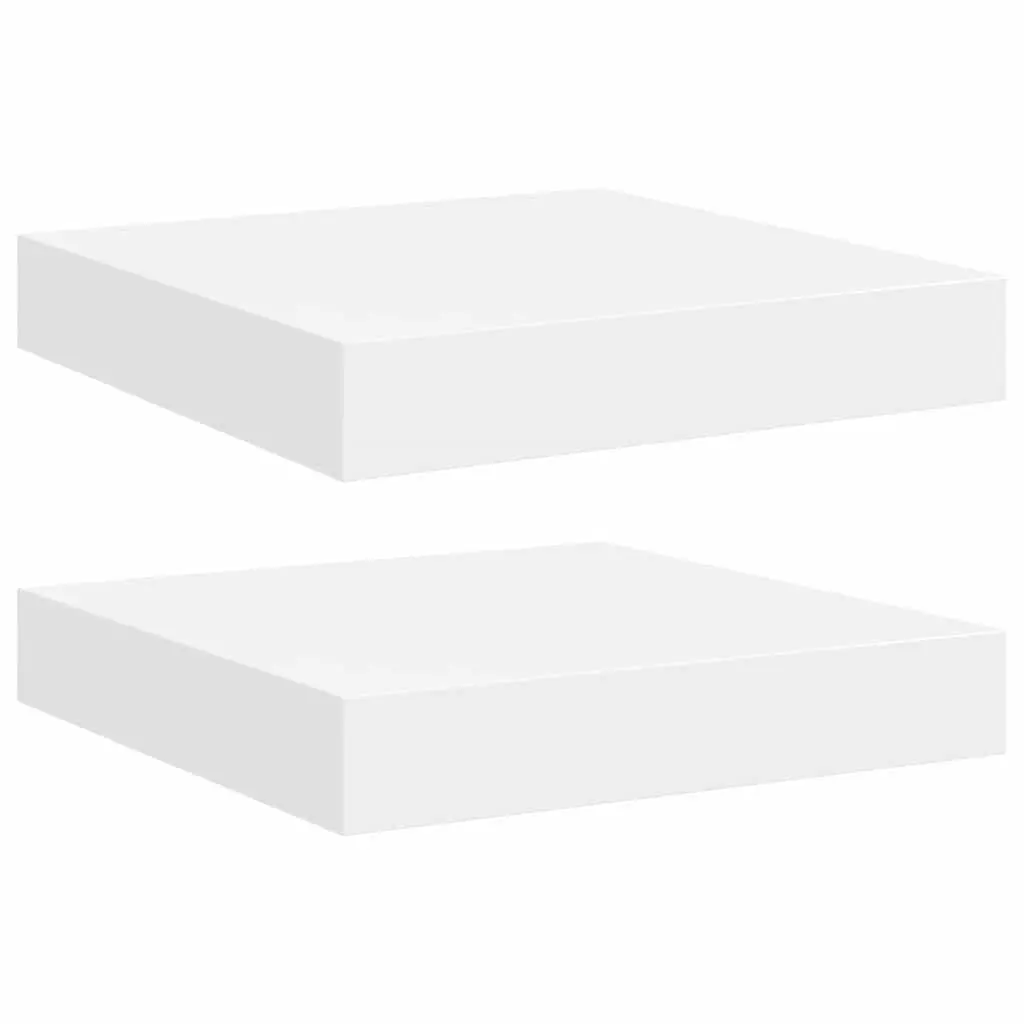 Floating Wall Shelves Home Storage Organiser 2 Piece White Display Rack