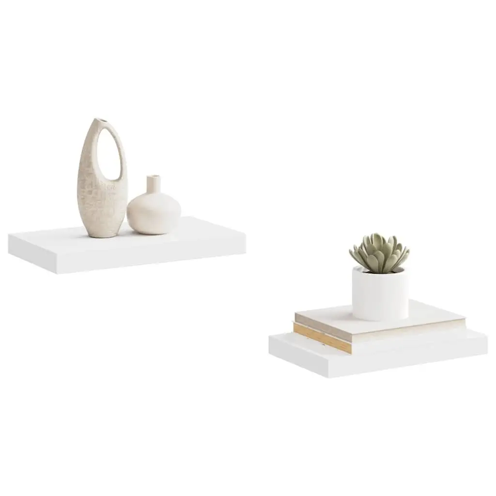 Floating Wall Shelves Set of 2 Home Decor White 40 x 23.5 x 3.8 cm