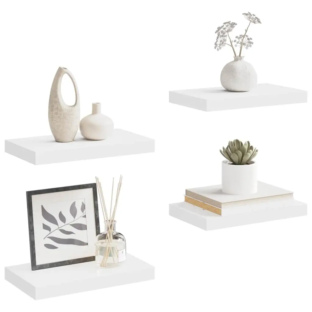 Floating Wall Shelves Set 4 Piece Home Decor White Display Storage Ledges