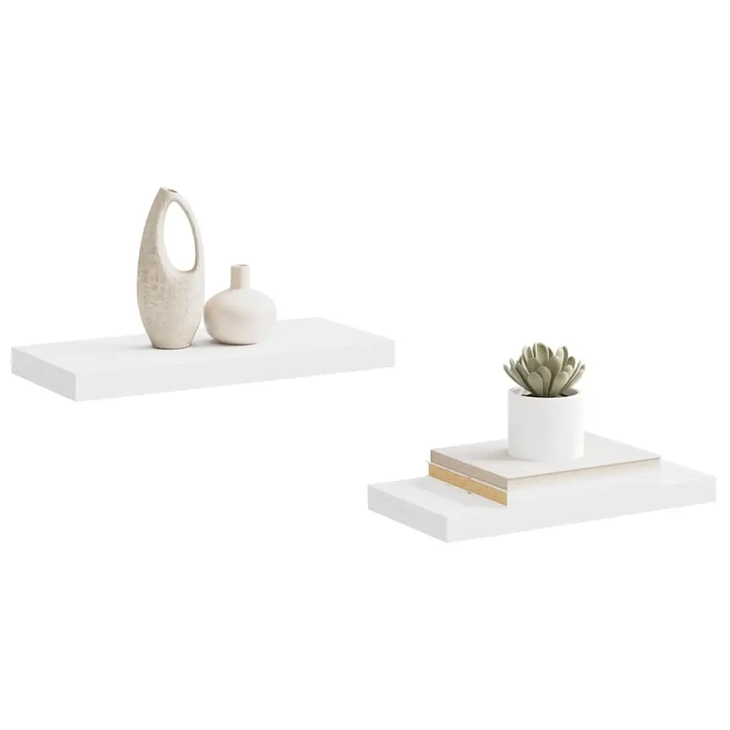 White Floating Wall Shelves 2 Piece Set Display Rack Home Decor Organiser 50cm