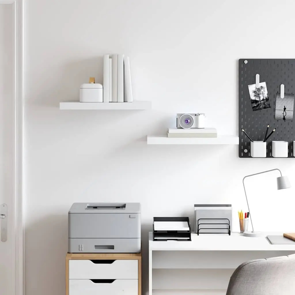 White Floating Wall Shelves 2 Piece Set Display Rack Home Decor Organiser 50cm