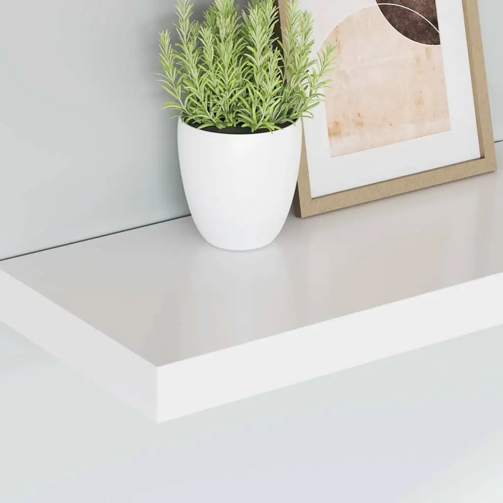 White Floating Wall Shelves 2 Piece Set Display Rack Home Decor Organiser 50cm