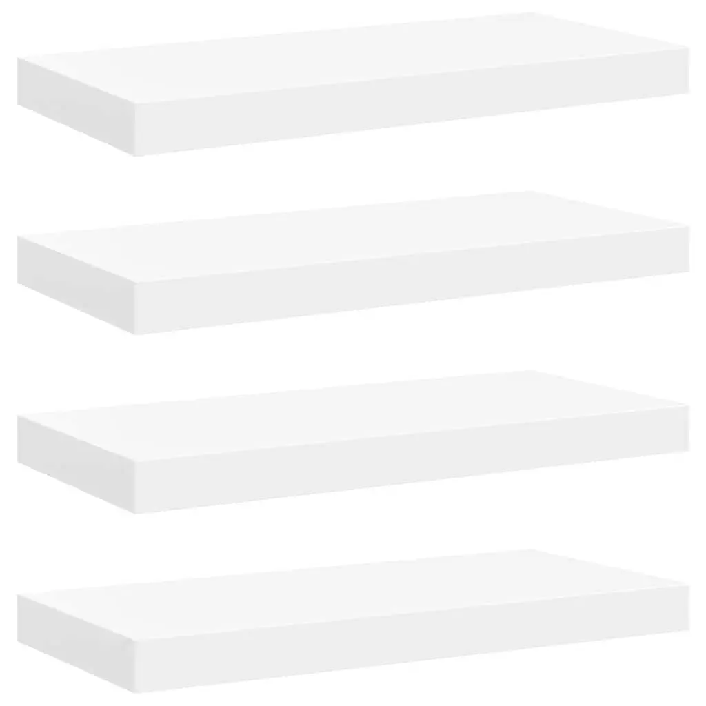 Floating Wall Shelves 4 Piece Set White Display Rack Home Storage Organizer
