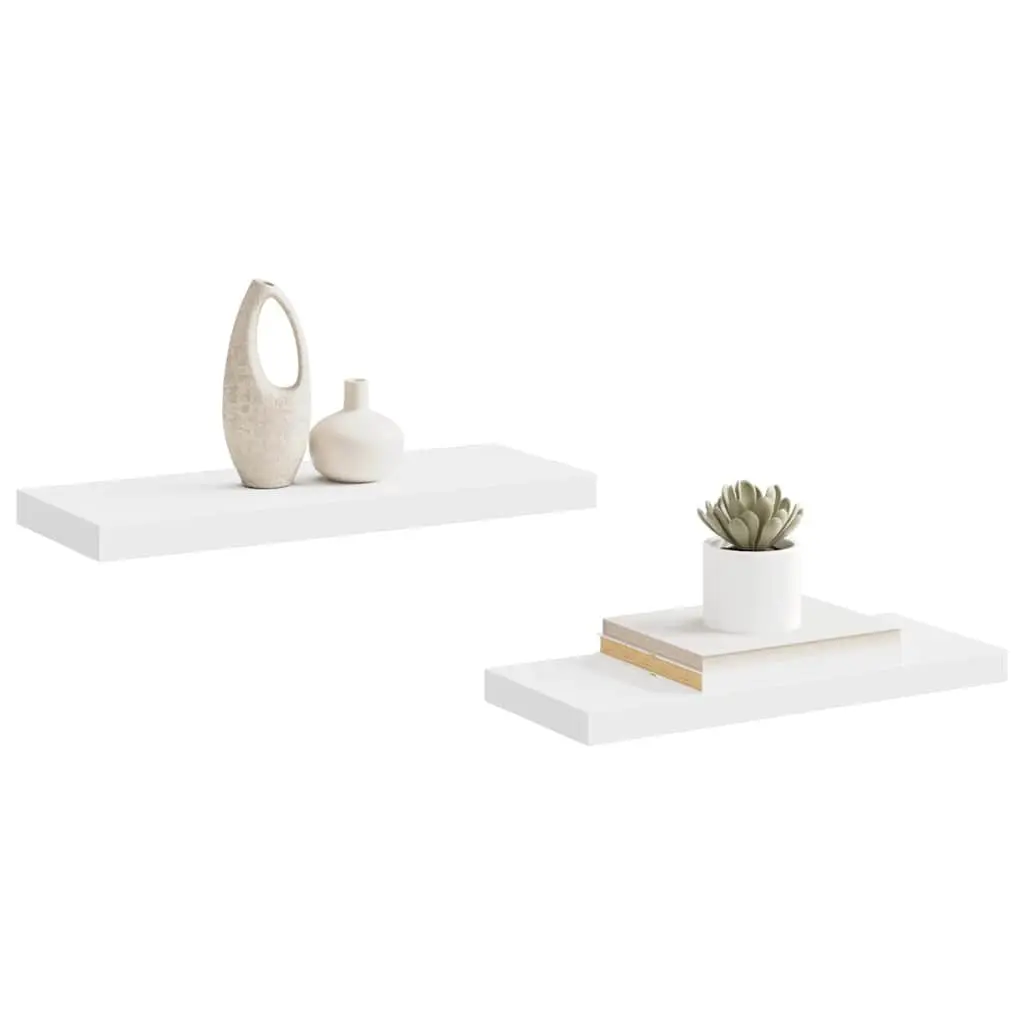 Floating Wall Shelves Display Ledge Storage 60x23.5x3.8 cm White 2 Piece