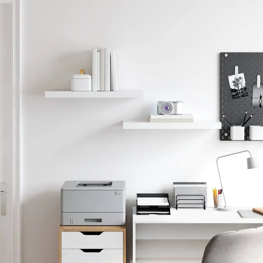 Floating Wall Shelves Display Ledge Storage 60x23.5x3.8 cm White 2 Piece