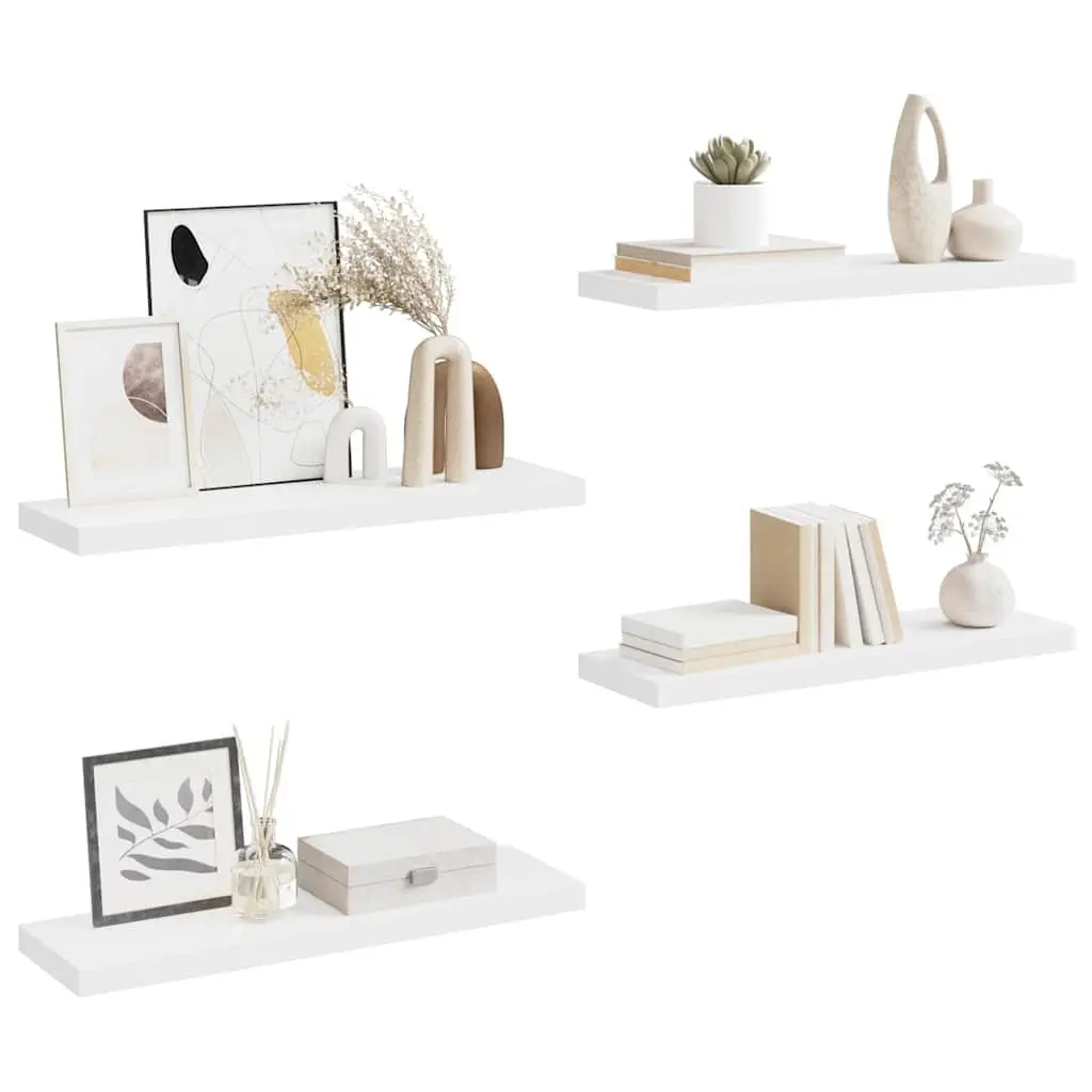 Floating Wall Shelves Set 4 Piece Home Storage Decor White 80 x 23.5 x 3.8 cm