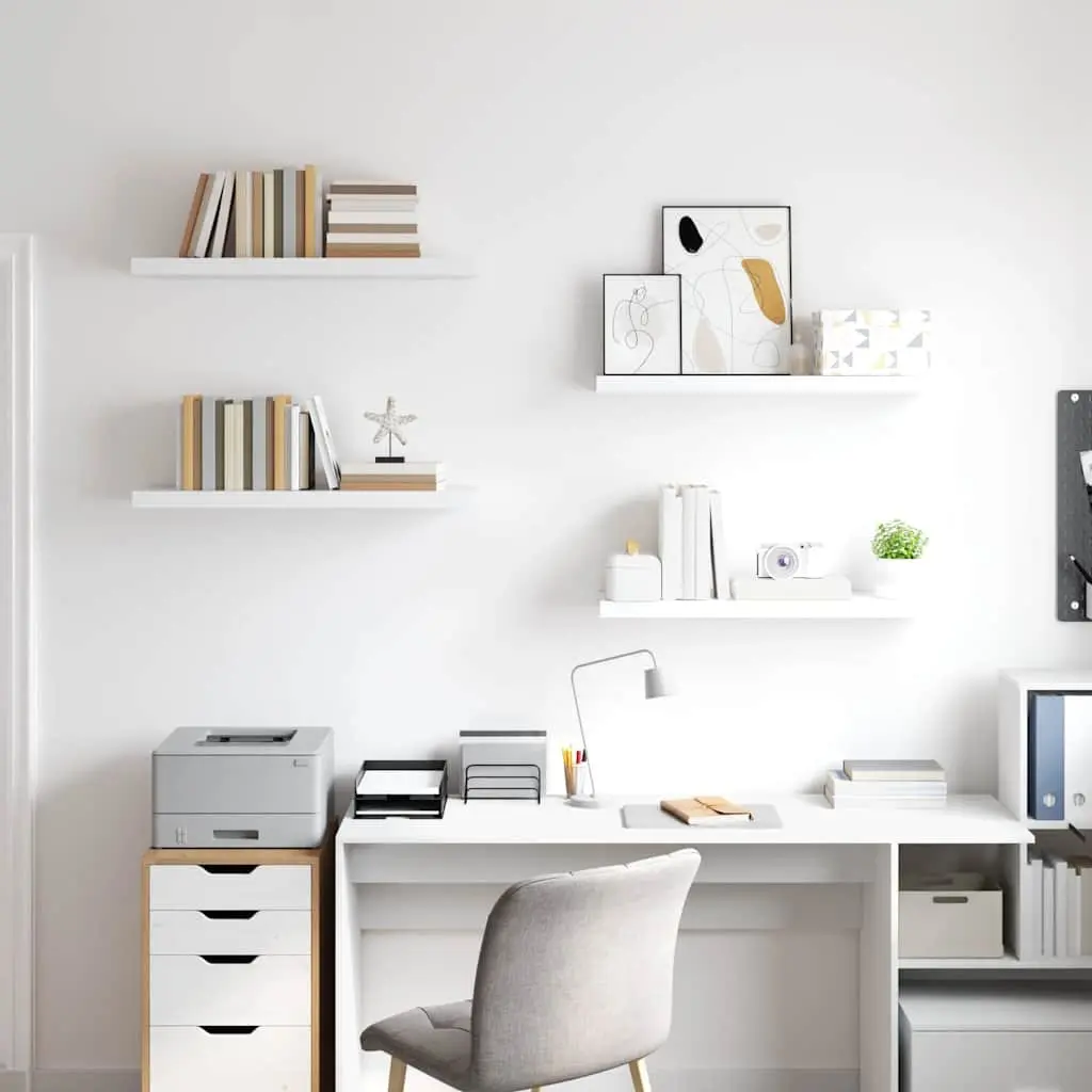 Floating Wall Shelves Set 4 Piece Home Storage Decor White 80 x 23.5 x 3.8 cm