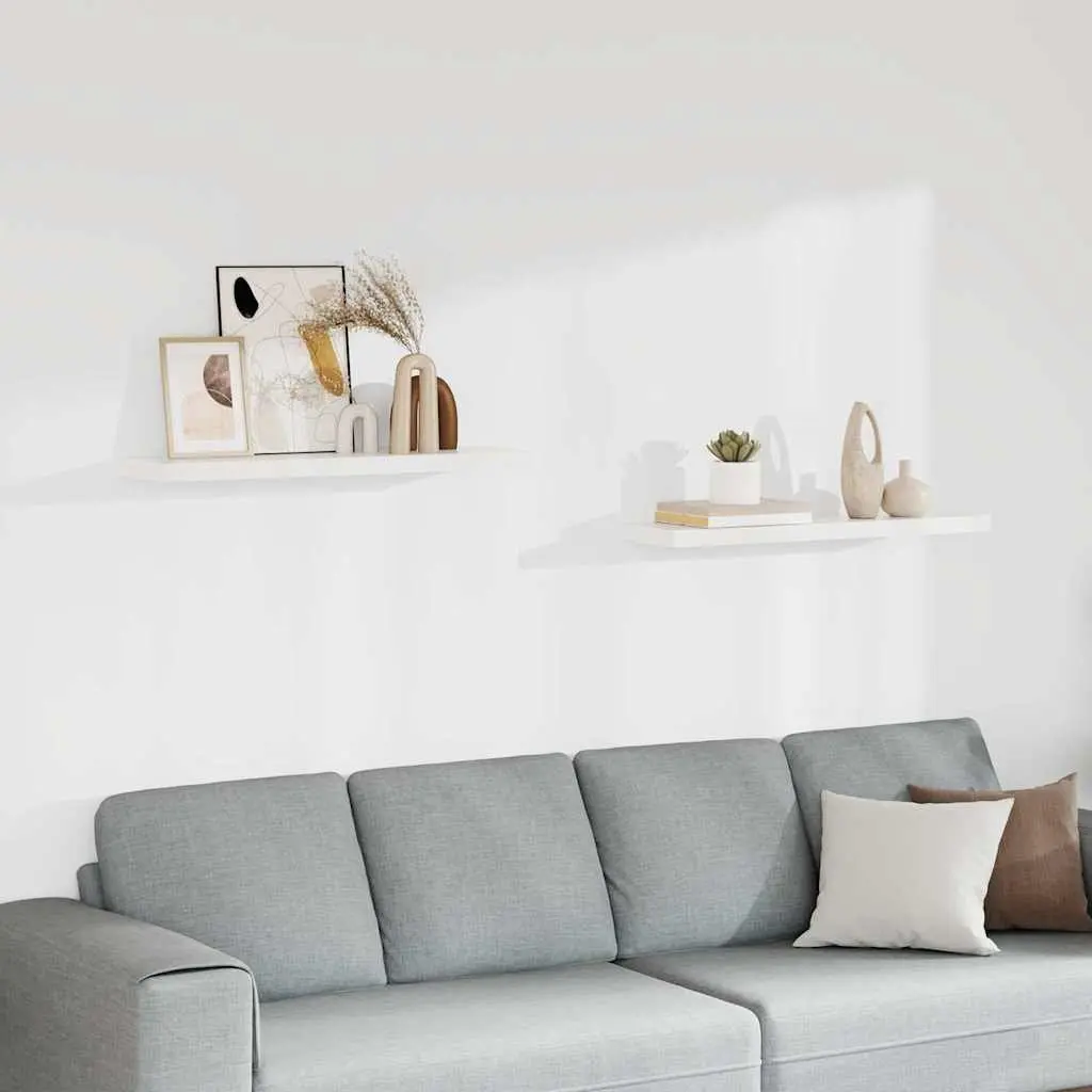 Floating Wall Shelves Home Storage Decor Organizer 2 Piece White