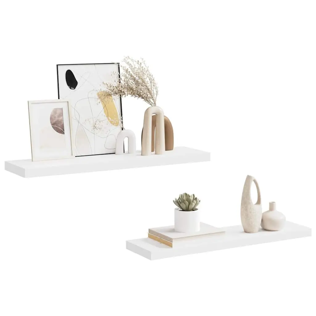 Floating Wall Shelves Home Storage Decor Organizer 2 Piece White