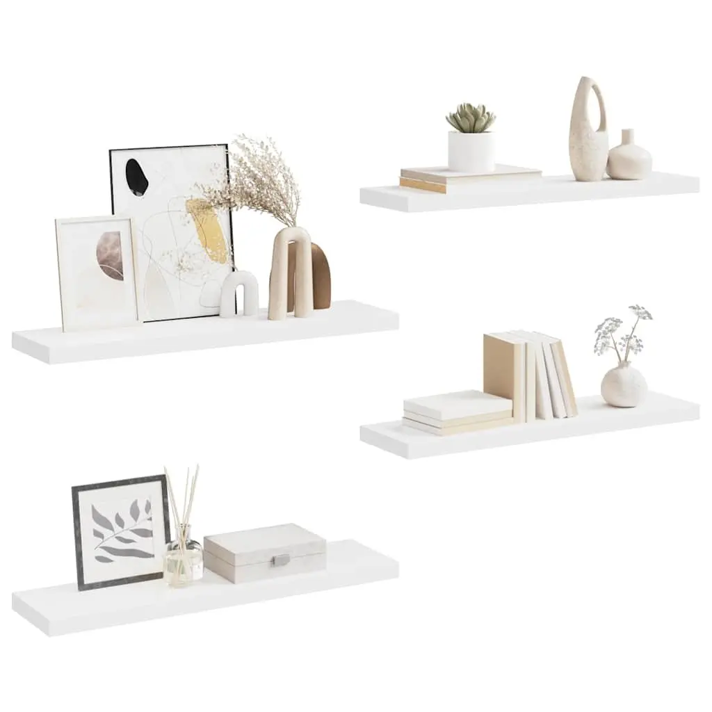 Floating Wall Shelves for Home Decor 4 Piece Set White 90 x 23.5 x 3.8 cm