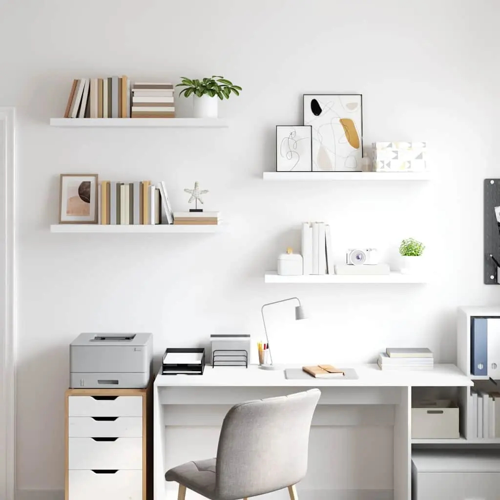 Floating Wall Shelves for Home Decor 4 Piece Set White 90 x 23.5 x 3.8 cm