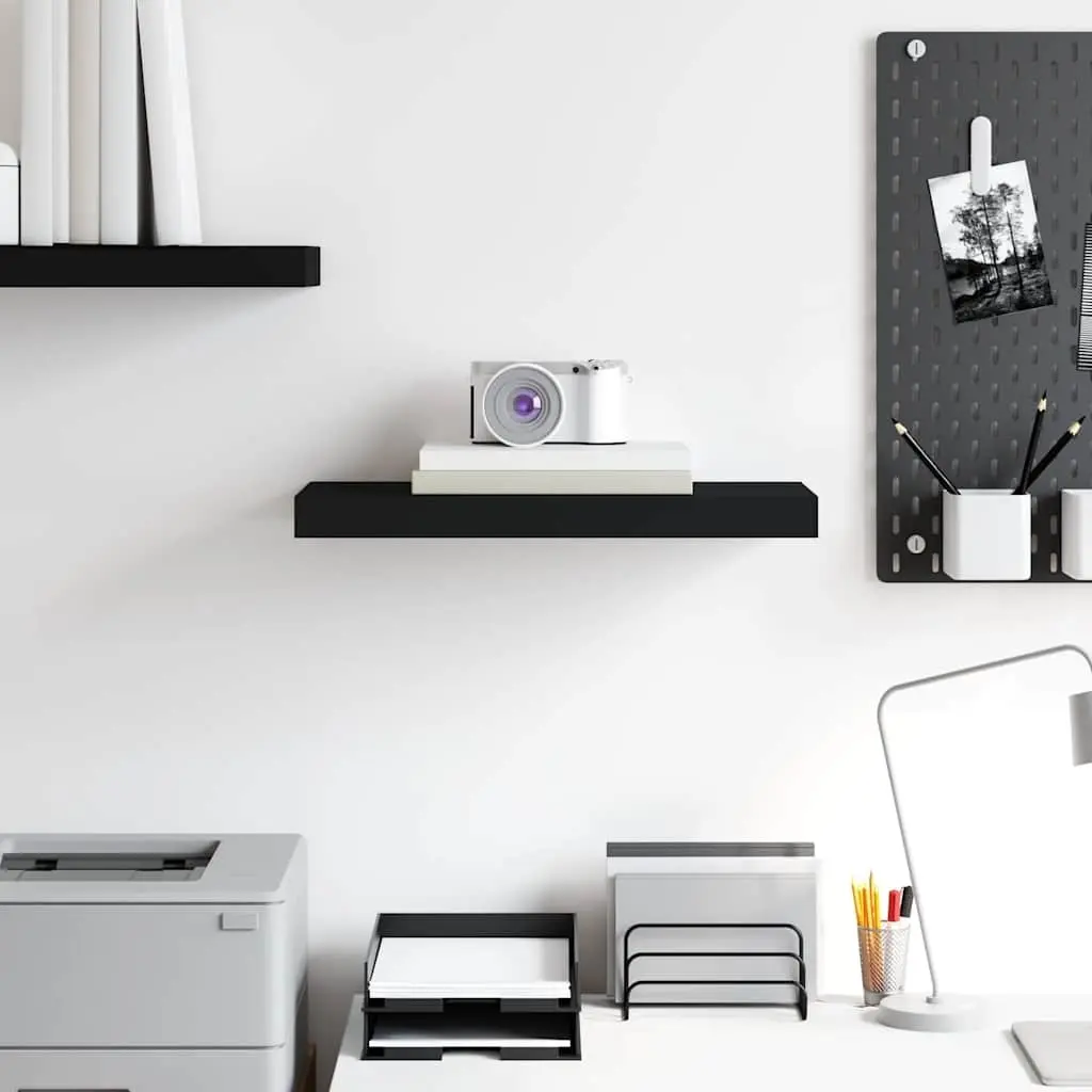 Floating Wall Shelf Black Display Ledge Storage Organizer Home Decor MDF