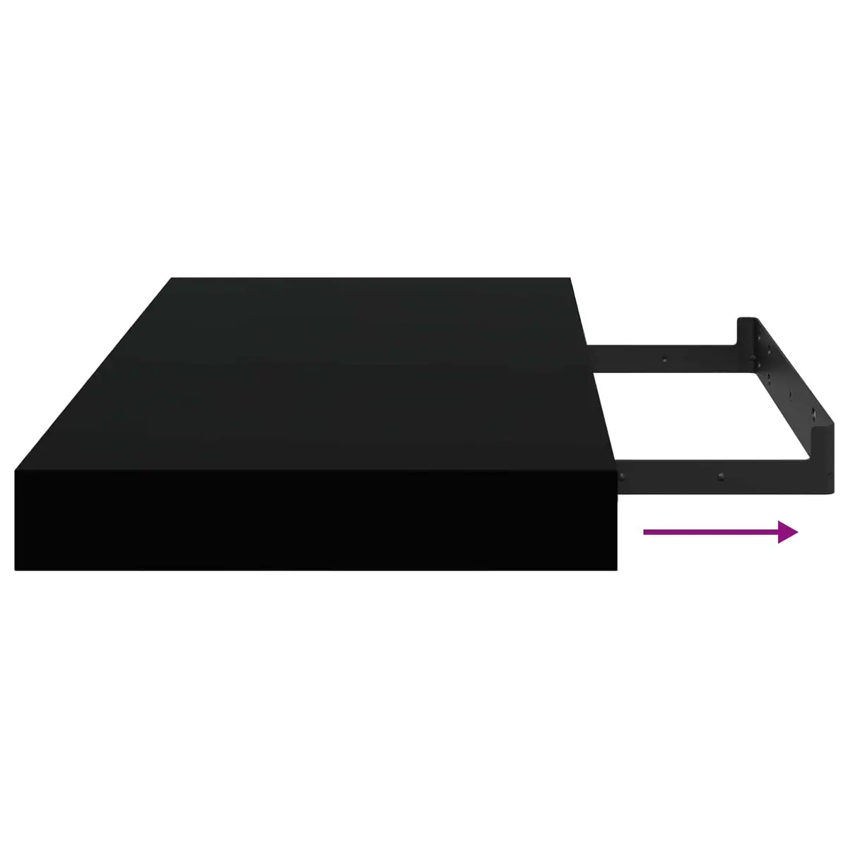 Black Floating Wall Shelves Set 4 Piece Modern Shelving for Home Use 50x23.5x3.8cm Honeycomb MDF with Metal Frame
