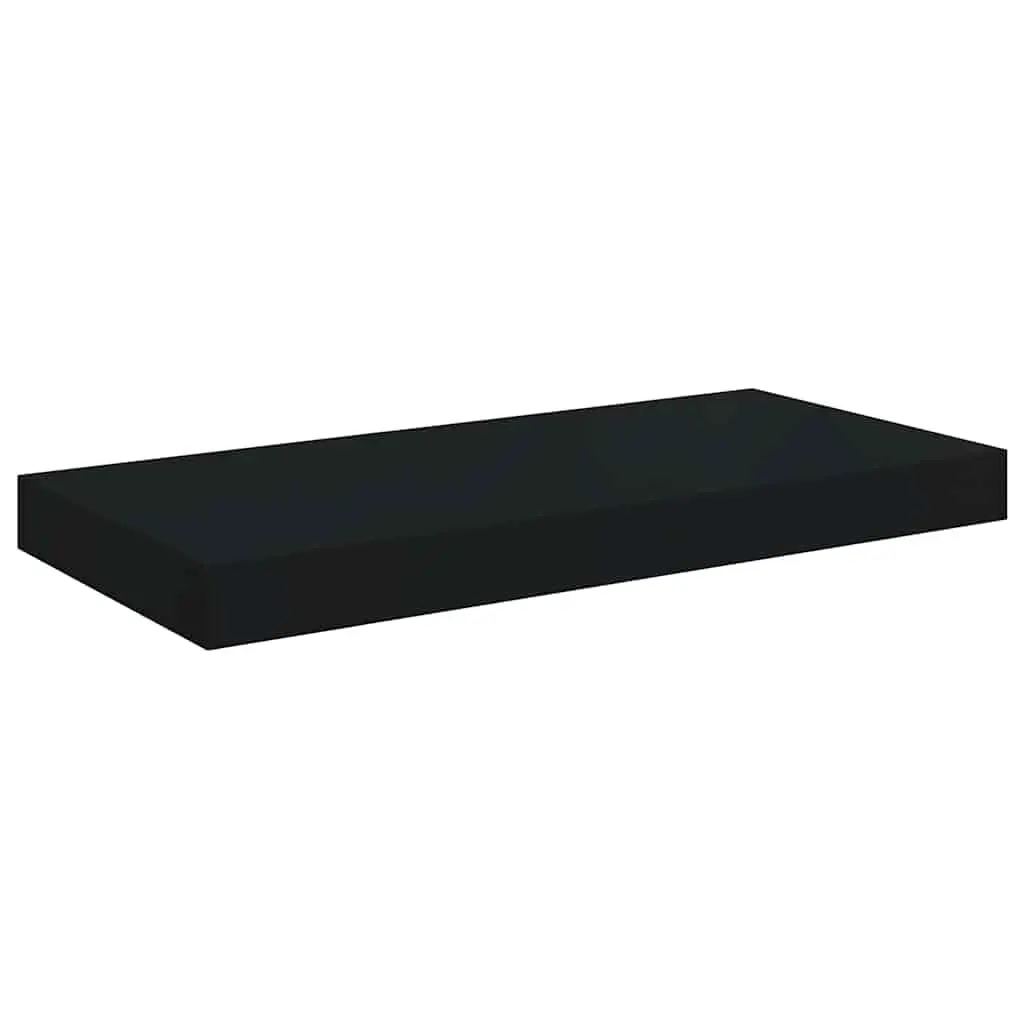 Black Floating Wall Shelves Set 4 Piece Modern Shelving for Home Use 50x23.5x3.8cm Honeycomb MDF with Metal Frame