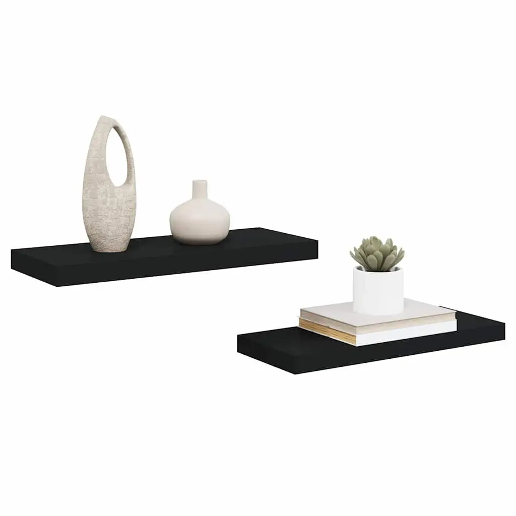 Floating Wall Shelves Display Shelves 60x23.5x3.8cm Black Home Decor 2 Pieces