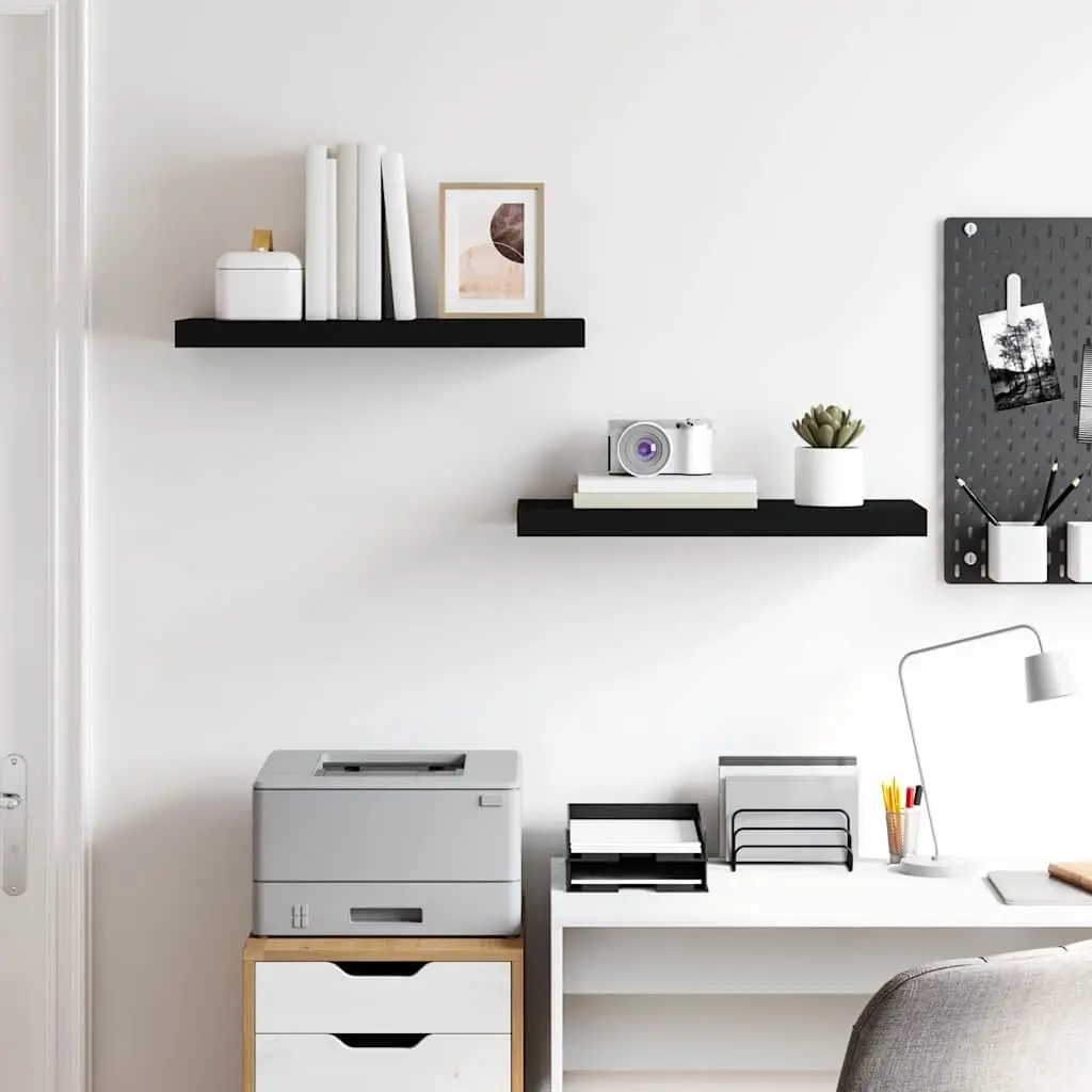Floating Wall Shelves Display Shelves 60x23.5x3.8cm Black Home Decor 2 Pieces