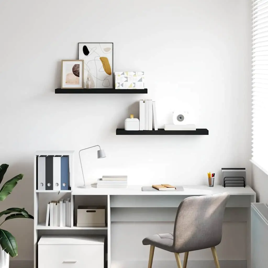 Floating Wall Shelves Home Decor 80x23.5x3.8 cm Black 2 Piece