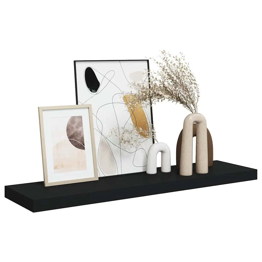 Floating Wall Shelf Black Display Ledge MDF Storage Rack Home Decor 90x23.5cm