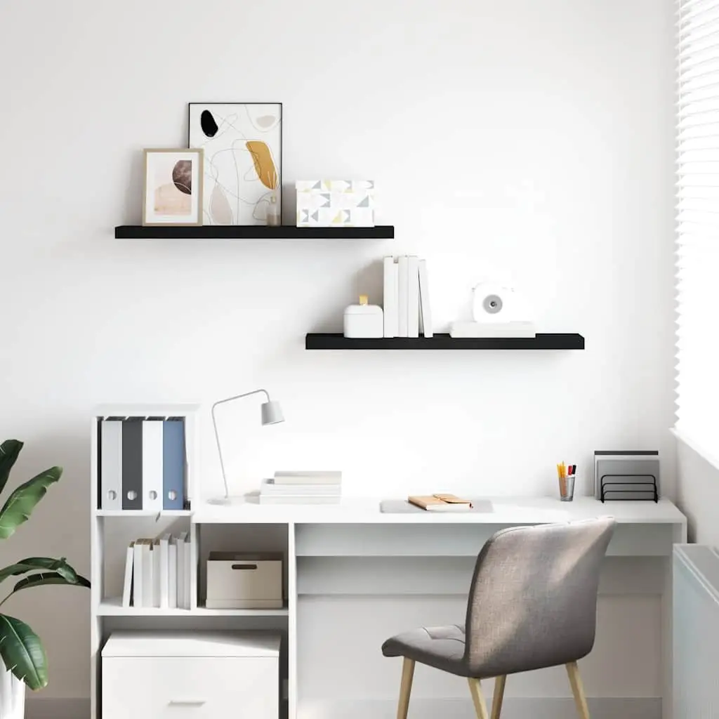 Floating Wall Shelves for Home Decor 90x23.5x3.8 cm Black 2 Piece