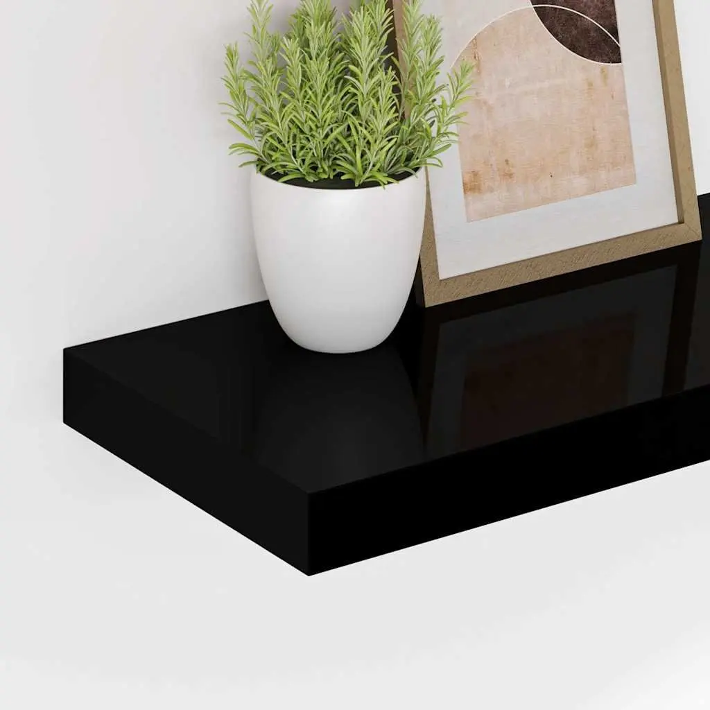 Floating Wall Shelves for Home Decor 90x23.5x3.8 cm Black 2 Piece