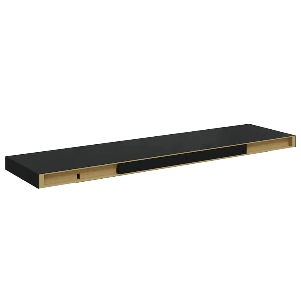 Floating Wall Shelves for Home Decor 90x23.5x3.8 cm Black 2 Piece