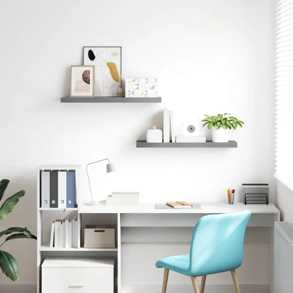 Floating Wall Shelves 2 pcs Grey 80x23.5x3.8 cm Display Storage Ledges