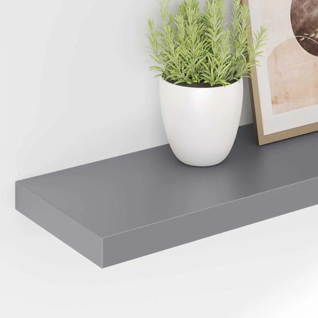 Floating Wall Shelves 2 pcs Grey 80x23.5x3.8 cm Display Storage Ledges