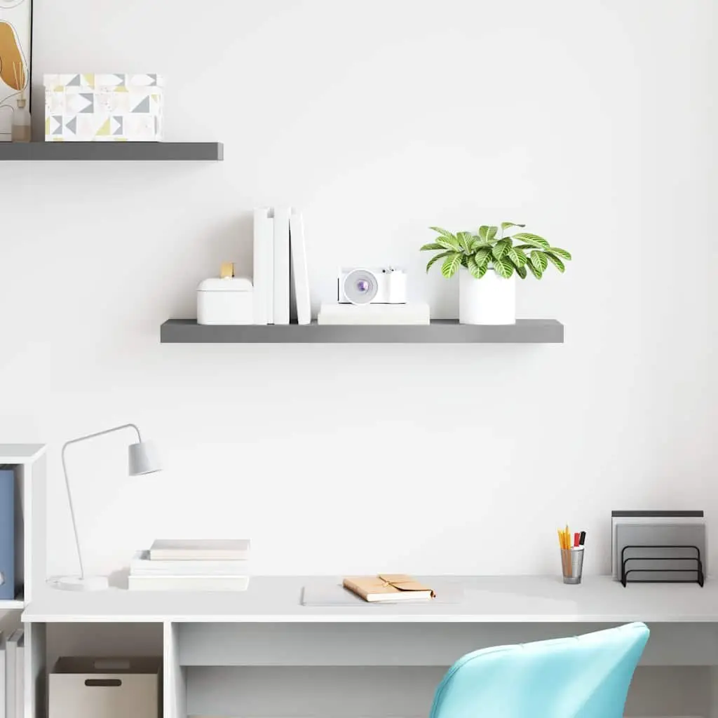 Floating Wall Shelf Grey Display Rack Storage Shelving Unit Home Decor