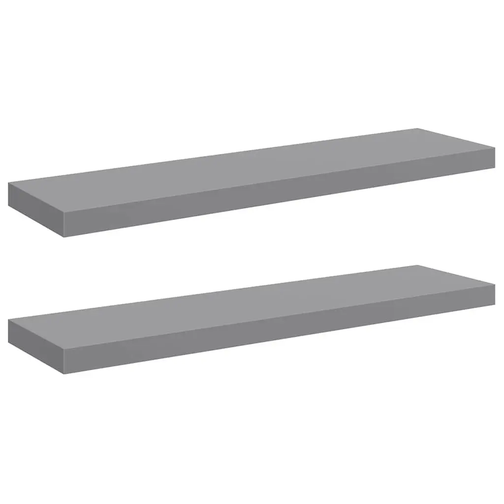 Floating Wall Shelves for Home Decor 2 Piece Grey Display Ledge Storage Organizer